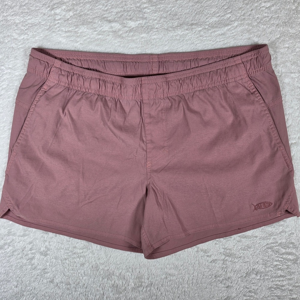 AFTCO Sirena Womens L Mauve Nylon Stretch Fishing Shorts Elastic Waist Pocket